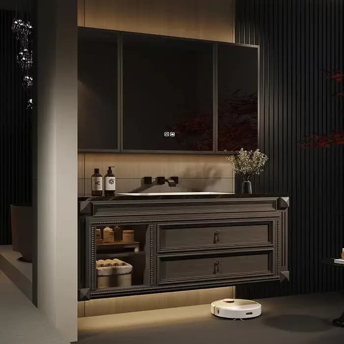 Armoire de salle de bain avec miroir organisateur