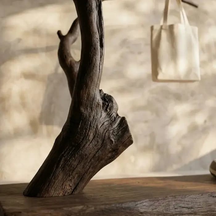 Porte-vêtements de luxe en bois pour salon