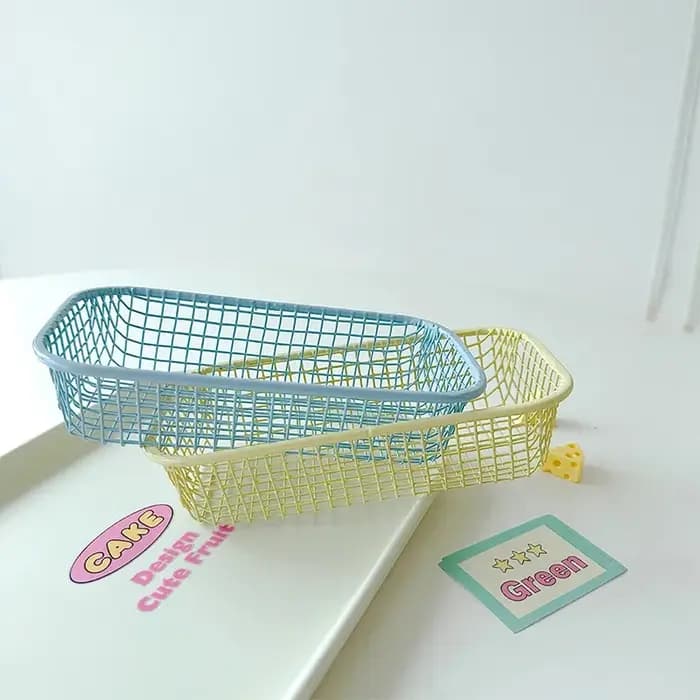 Panier de rangement de bureau INS, panier organisateur d'articles divers en métal, étui pour cartes photo, papeterie de bureau, fournitures pour la maison, support de tri de maquillage