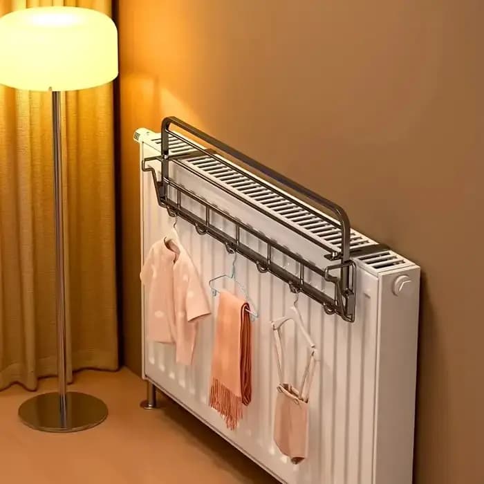 Support de radiateur mural robuste – Étagères et tiges de séchage de vêtements extractibles | Économie de l'espace