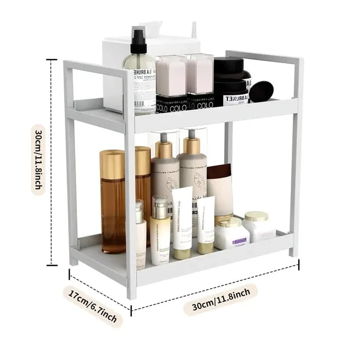 Organisateur sous évier à 2 niveaux, armoire coulissante, panier, support de rangement avec crochets