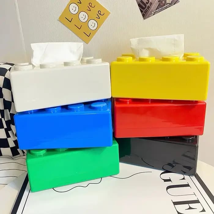 Boîte à mouchoirs en blocs de construction de dessin animé créatif