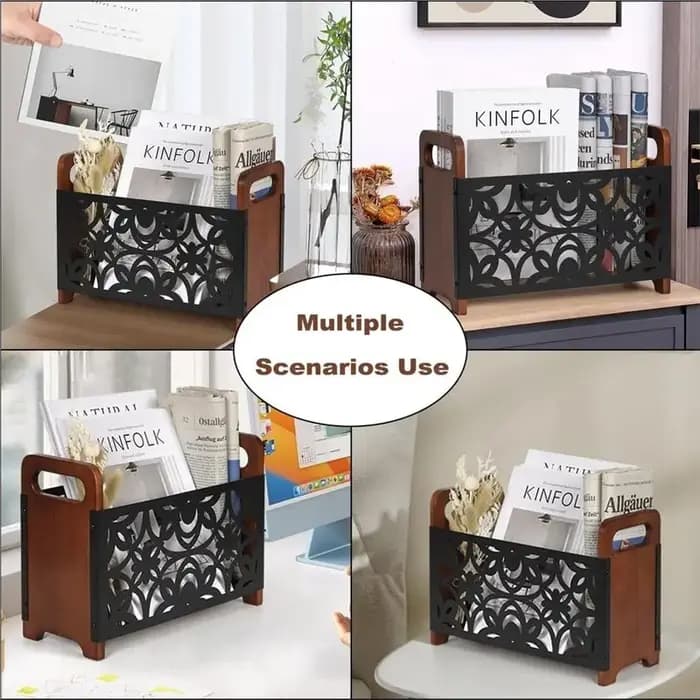 Porte-revues en bois, porte-documents décoratif pour zones rurales