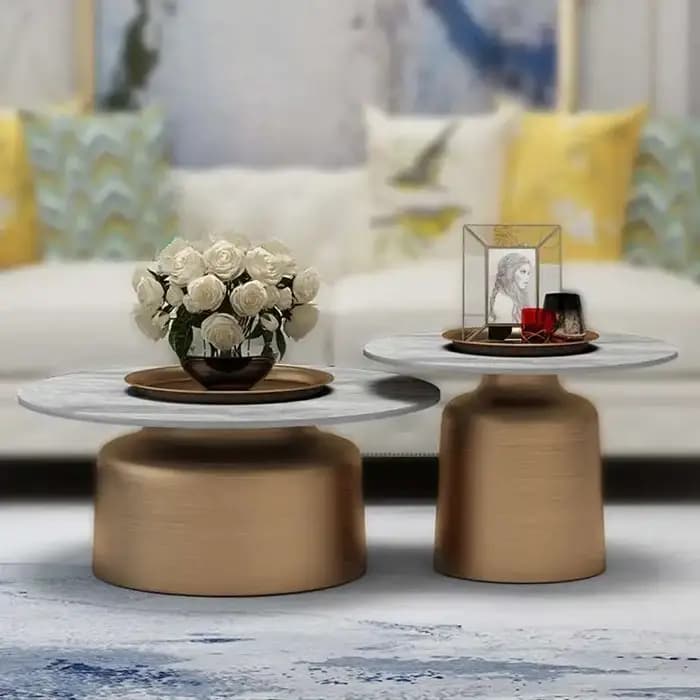 Table Basse Ronde Basse en Pierre de Marbre, Design Japonais, Moderne, Français, Ensemble Nordique,