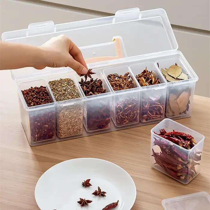 Boîte de rangement transparente grande capacité pour épices avec poignée