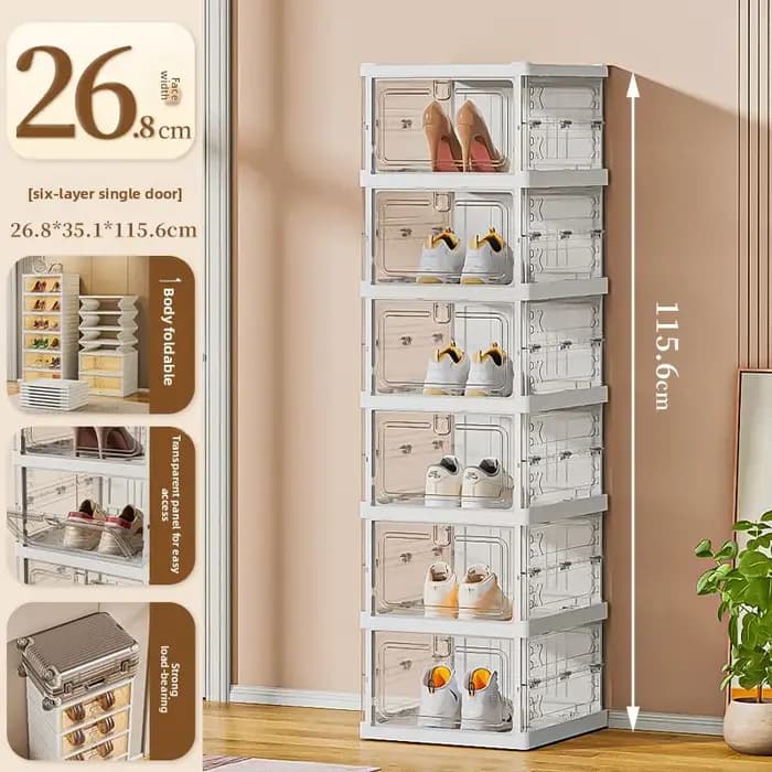 Meuble de rangement pliable transparent pour chaussures
