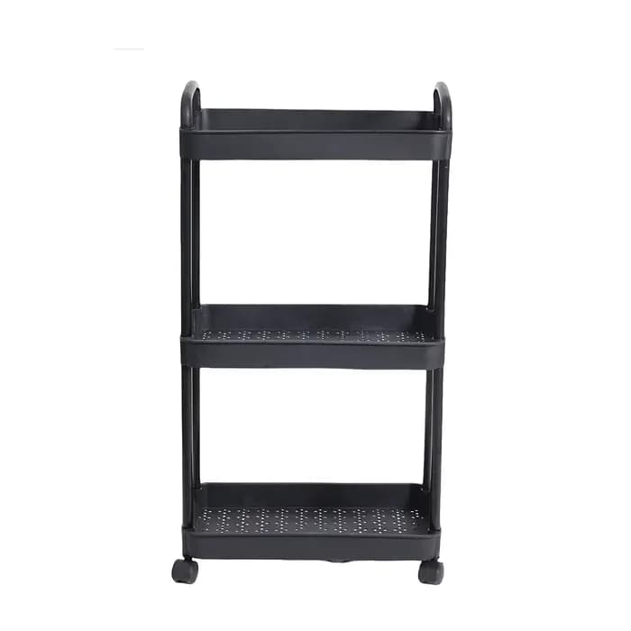 Chariot de rangement roulant en plastique avec poignée et roues, organisateur peu encombrant pour espaces étroits, pour cuisine, salon, bureau