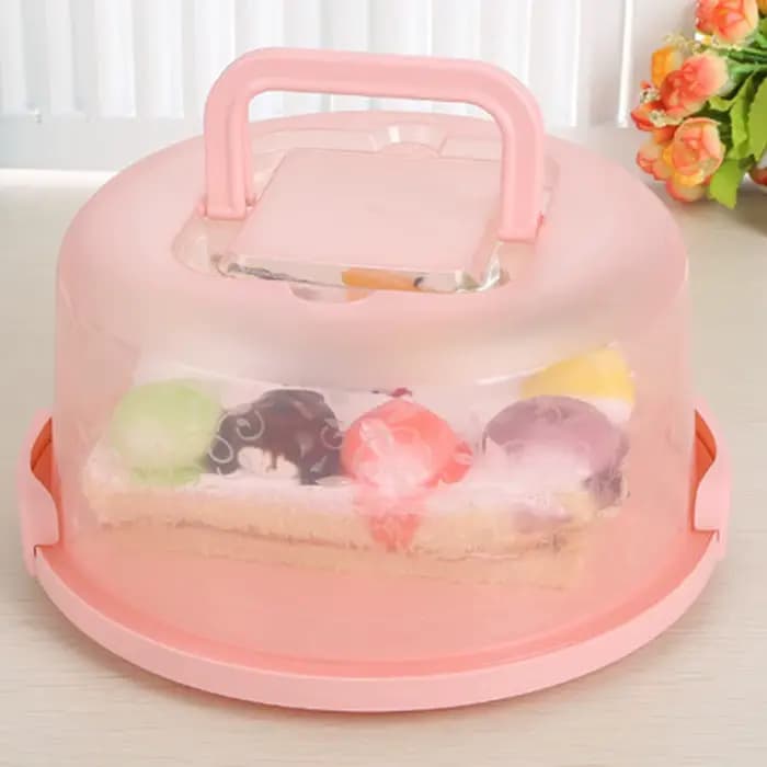 Boîte à gâteau en plastique avec poignée pliable
