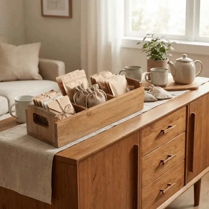 Boîte de rangement en bois pour sachets de thé