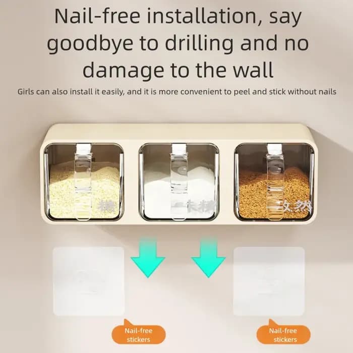 AOBT Boîte d'assaisonnement murale résistante à l'humidité pour la cuisine domestique avec bouteilles de condiments