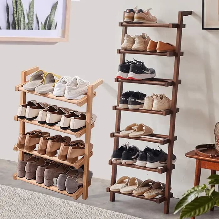 Étagère à chaussures d'entrée en bois japonaise