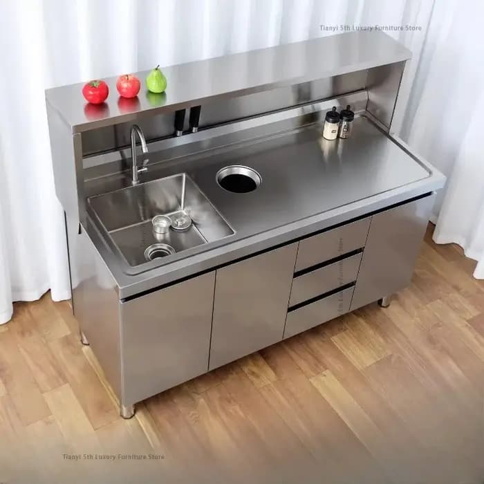 Armoire d'évier nordique en acier inoxydable