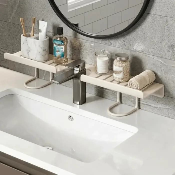 Étagère de rangement universelle en maille pour salle de bain avec drain d'eau