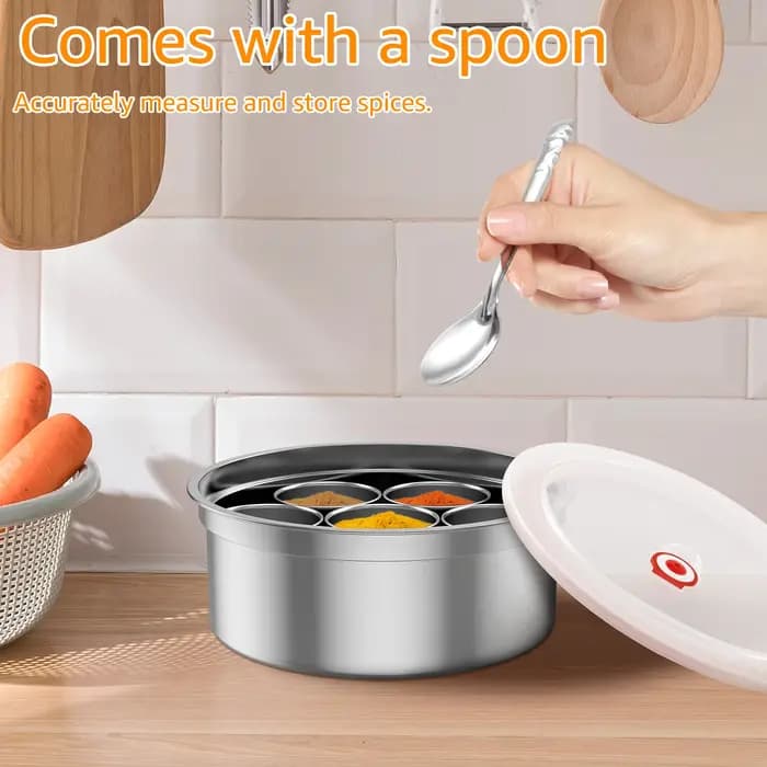 Masala Dabba Boîte à épices Récipient de stockage d'épices en acier inoxydable avec 7 compartiments