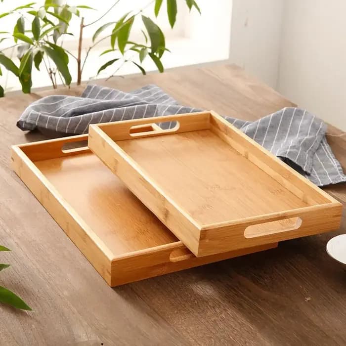 Nouveau plateau de rangement rectangulaire en bois massif pour la maison