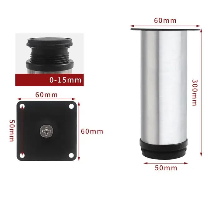 1 pièces pied d'armoire réglable en acier inoxydable