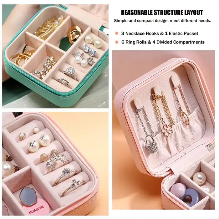 Mini boîte de rangement de bijoux portable pour femmes