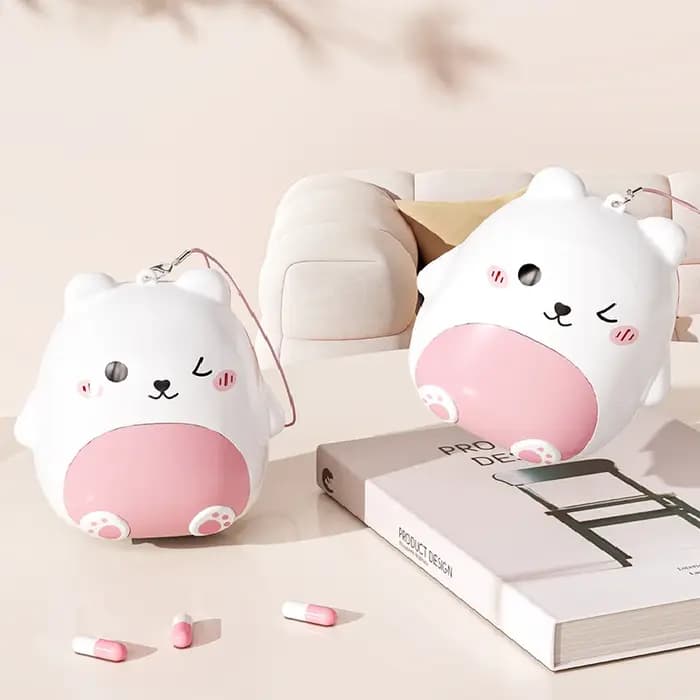 Mini boîte de rangement de bijoux de dessin animé ours Portable
