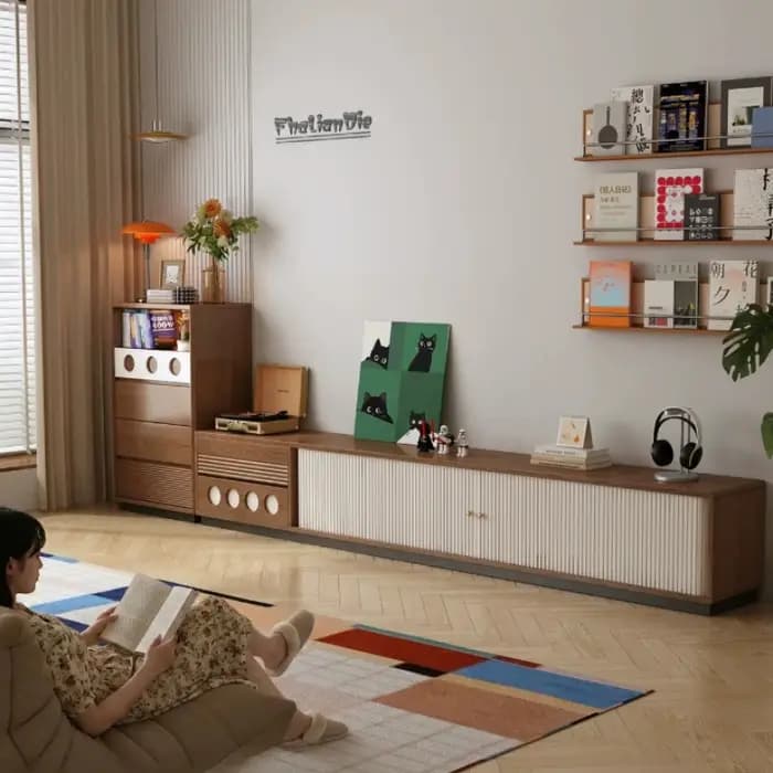 Meuble TV de salon en bois massif vintage