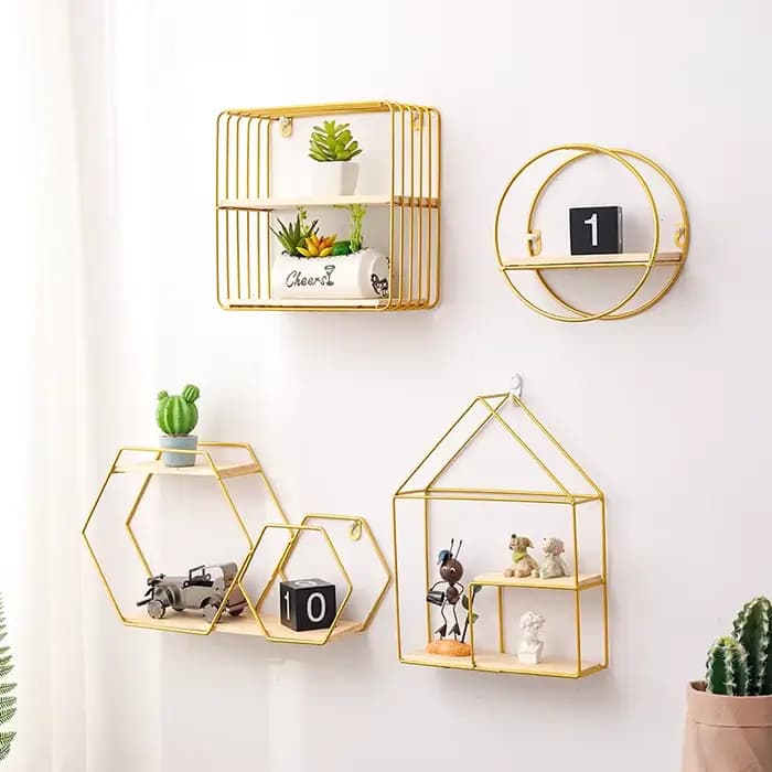 Étagère murale nordique, support de rangement mural en métal, figurines pour cuisine et salon, présentoirs pour artisanat, décoration intérieure