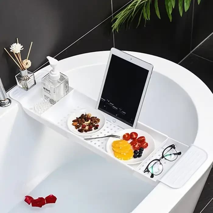 Support de rangement de baignoire rétractable multifonction