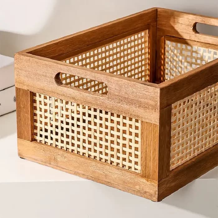 Boîte de rangement en bois massif pour cuisine