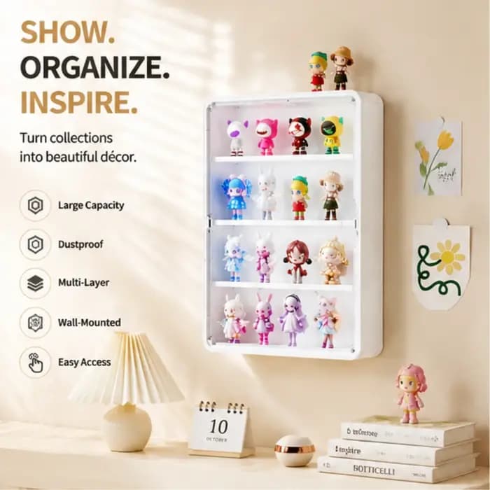 Armoire de rangement murale blanche anti-poussière à 4 niveaux