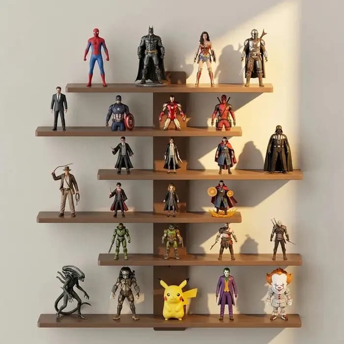 Étagère murale à 5 niveaux pour figurines de blocs de construction - Grande capacité