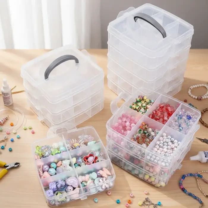 Boîte de rangement en plastique transparente