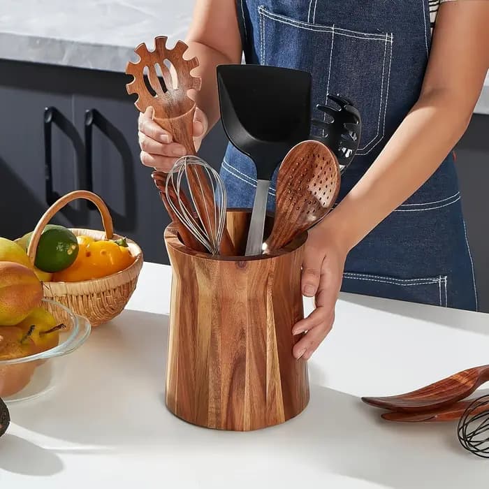 Organisateur de cuisine en bois naturel