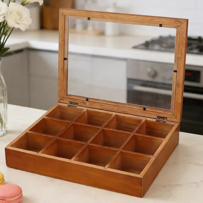 Boîte de rangement pour sachets de thé à 12 compartiments