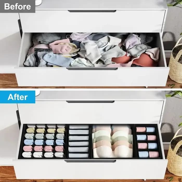 Boîte de rangement pour sous-vêtements et caleçons, compartimentée, organisateur de rangement de type tiroir pour la maison, séparateur pour chaussettes et accessoires