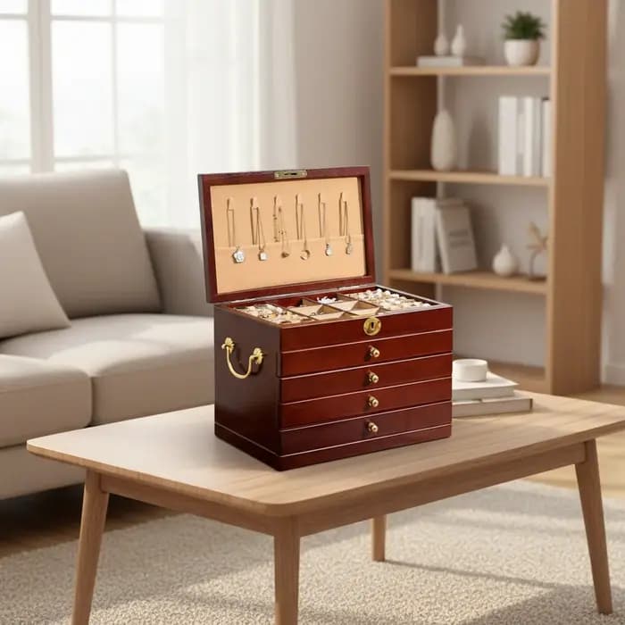 Boîte à bijoux en bois massif