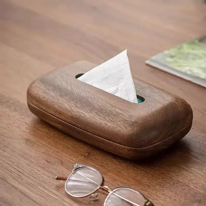 Boîte en papier en bois de noyer en forme de galet