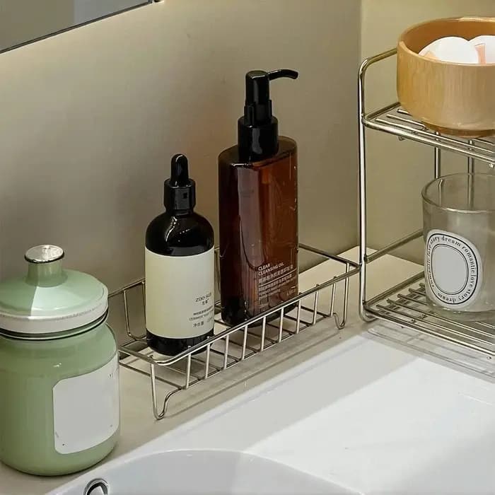 Étagère de rangement pour salle de bain en acier inoxydable