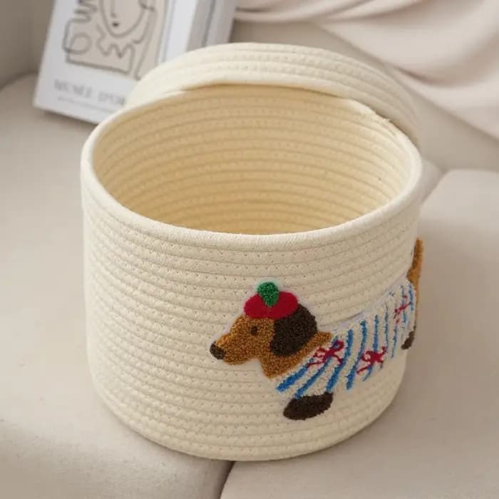 Nouveau panier de rangement en corde de coton tressée, grande capacité, anti-poussière, avec couvercle, pour bureau et tri de vêtements
