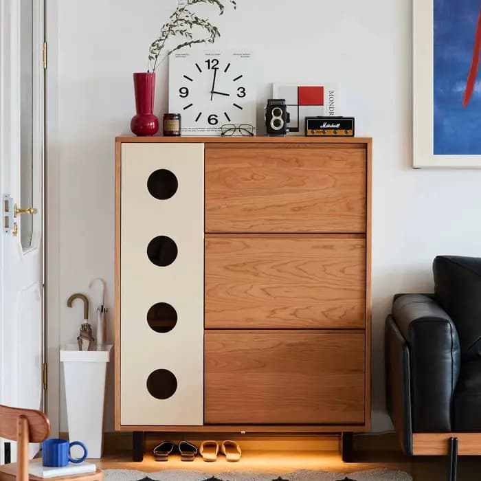 Armoire à chaussures moderne en bois pour demi-maison