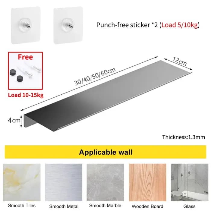 Étagères flottantes rectangulaires en miroir gris