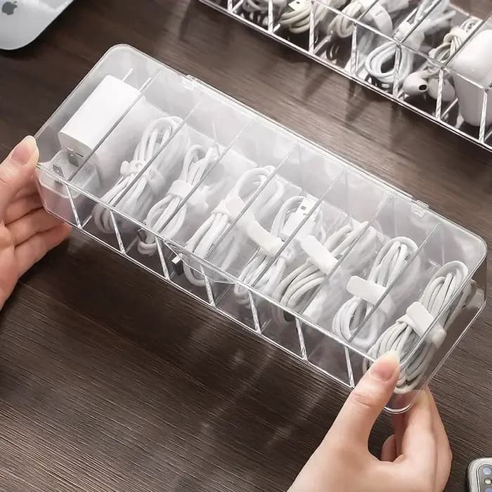 Boîte de rangement de câbles de données en plastique transparent