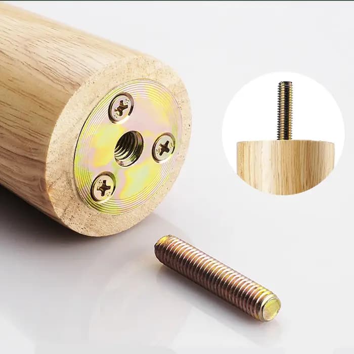4 pièces M6/M8/M10 vis pieds de meubles en chêne styles européens conique en bois de caoutchouc pied