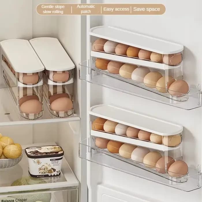 Boîte de rangement d'œufs de réfrigérateur bicouche