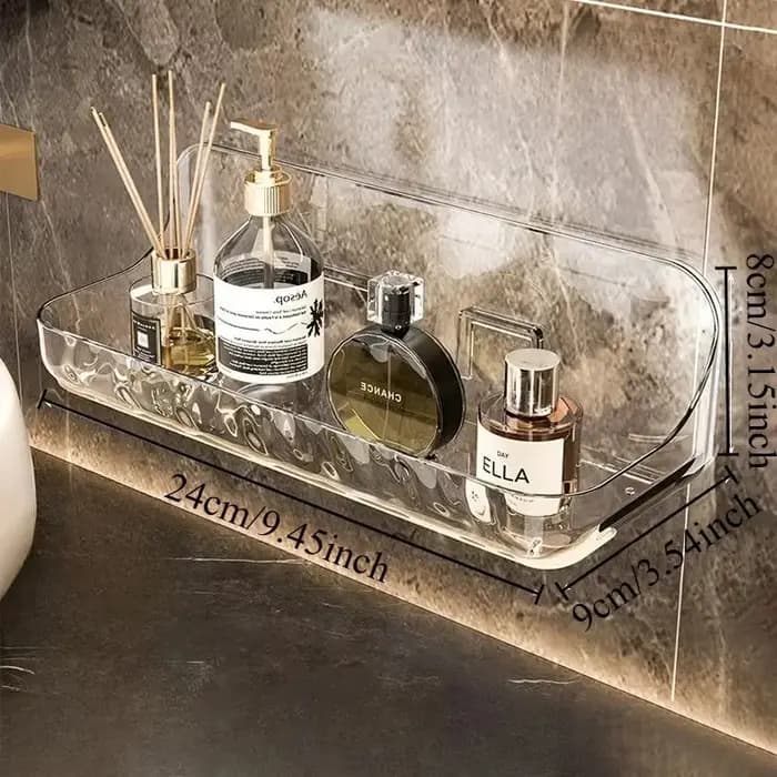 Étagère de salle de bain en acrylique sans perçage - Organisateur mural pour cosmétiques et articles de toilette