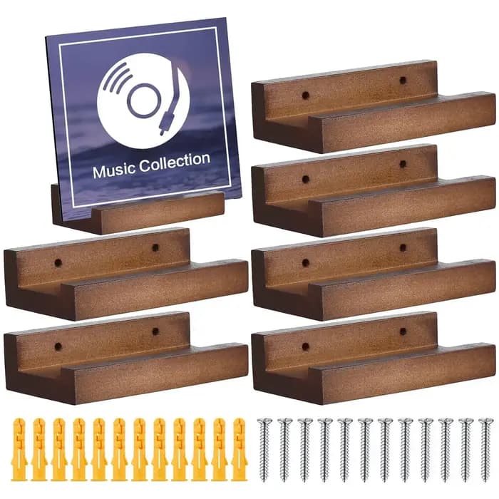 Lot de 6 étagères murales en bois pour disques vinyles