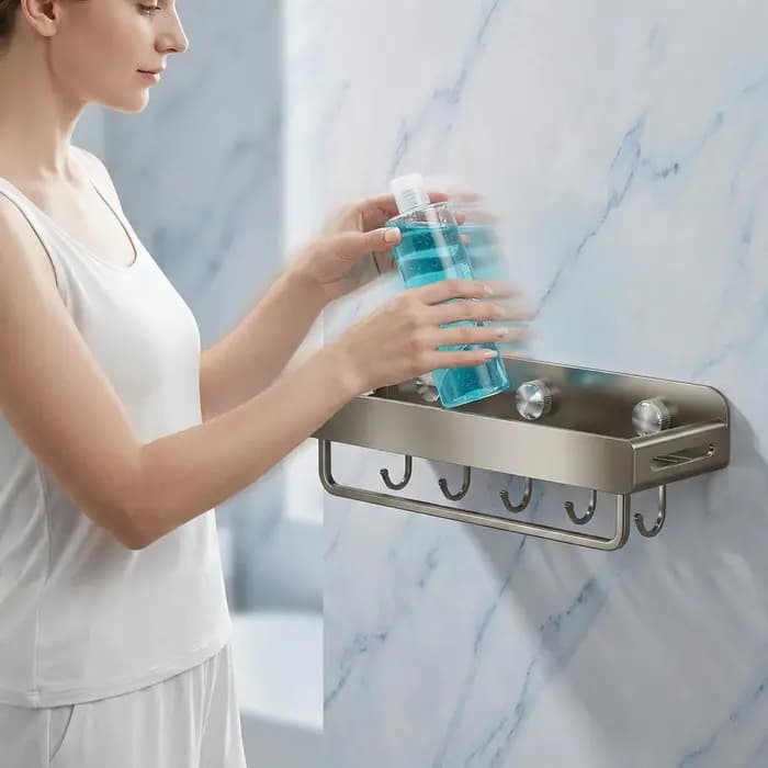 Étagère de salle de bain murale sans perçage