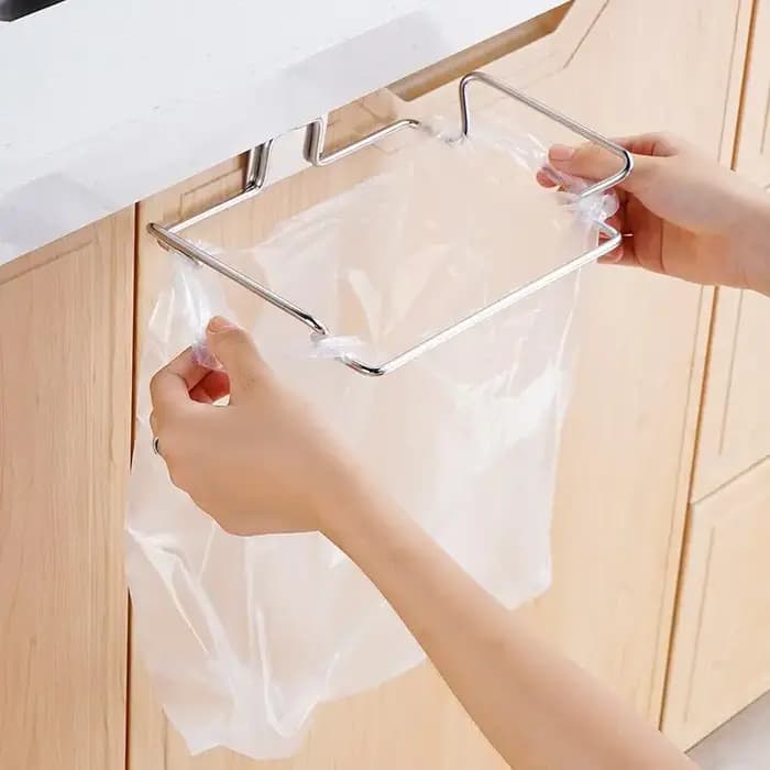 Support de sacs poubelles en acier inoxydable pour porte d'armoire de cuisine