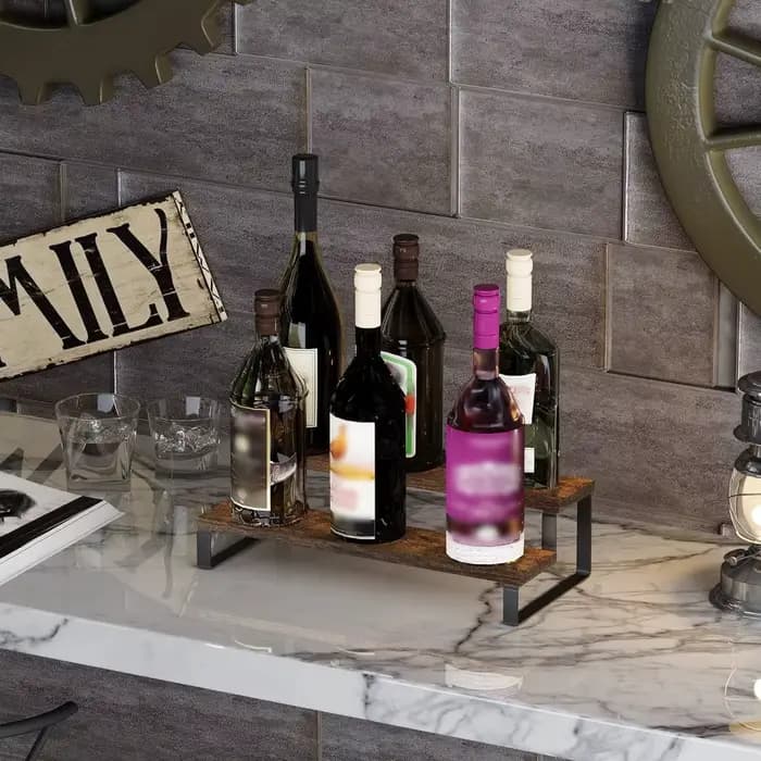 Artefact de stockage sur comptoir de cuisine à plusieurs étages! Présentoir à couches pour placer ordonné des bouteilles et des canettes d'assaisonnement