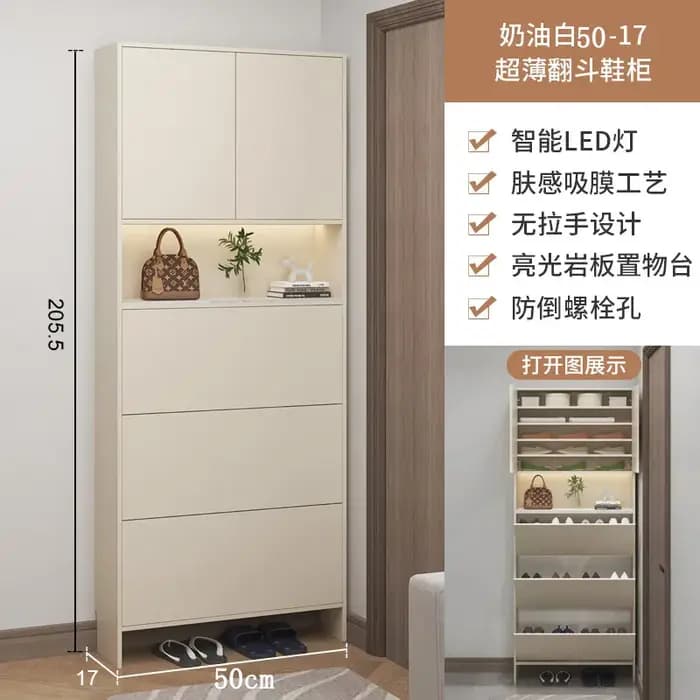 Meuble à chaussures moderne avec tiroirs, fin et élégant, pour couloir, salon, chambre à coucher, bl