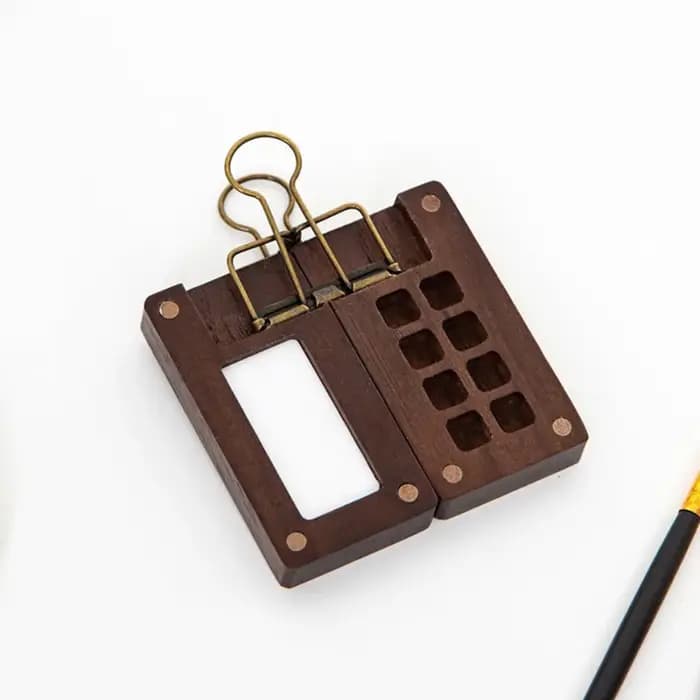 Mini boîte de rangement en bois pour aquarelle, 8/15 compartiments pour couleurs, étui portable pour