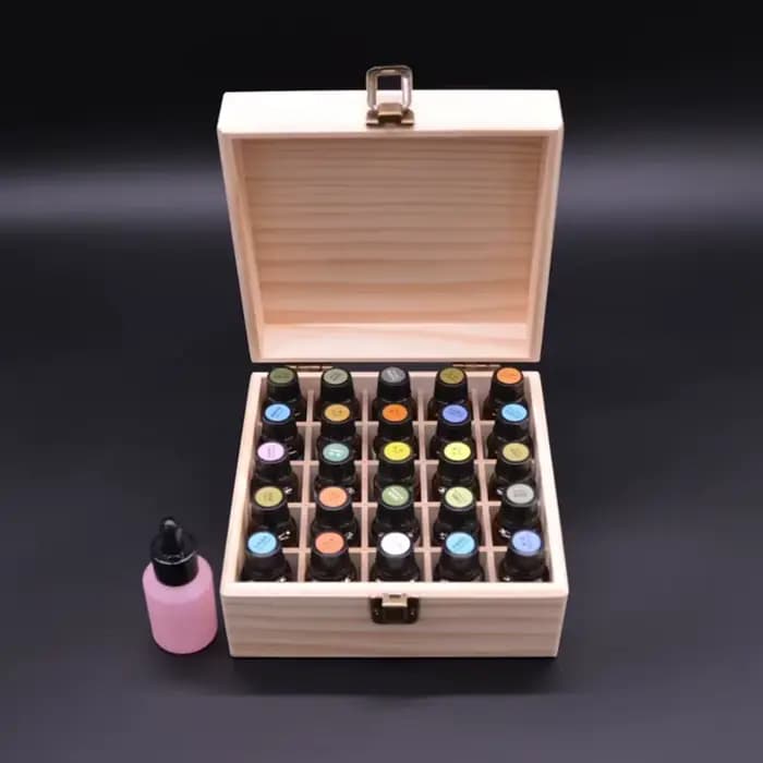 Boîte de Rangement en Bois pour Huiles Essentielles, Conteneur d'Aromathérapie HI, 12/25 Fentes