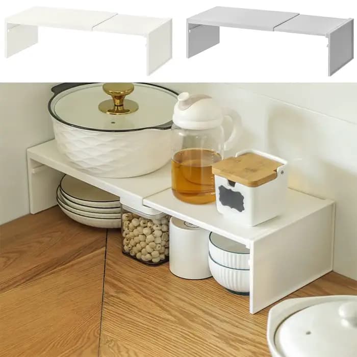 Étagère de cuisine extensible et empilable pour comptoir et armoire